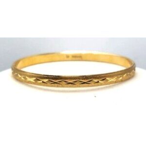 Gold Tone Etched Bangle Bracelet Signed - TRIFARI M